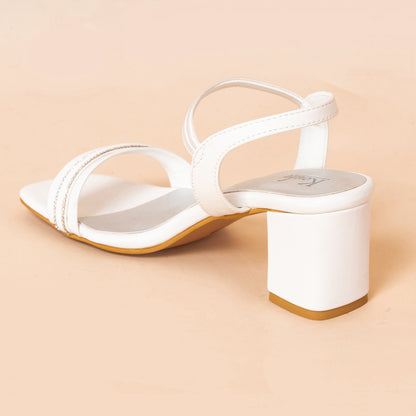 Party Heel Sandals | Ankle Strap | White