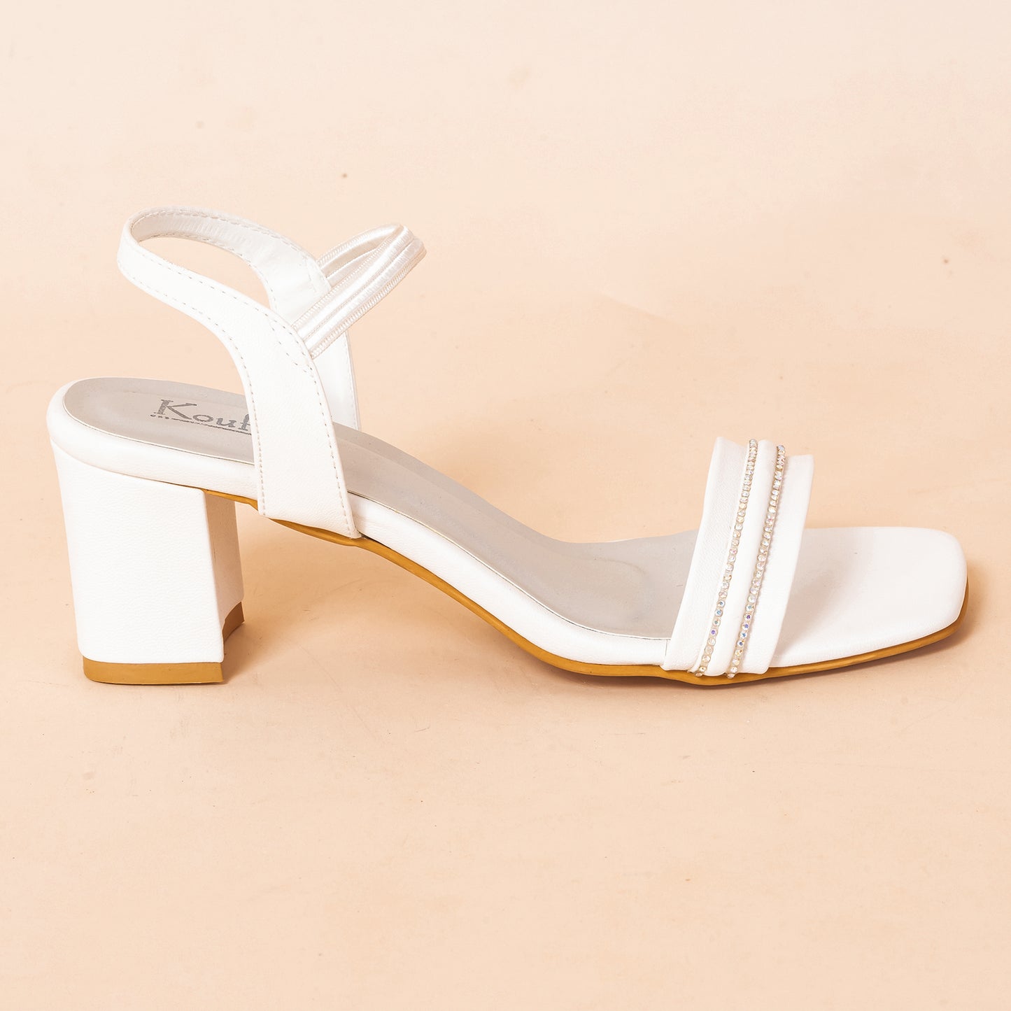 Party Heel Sandals | Ankle Strap | White