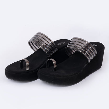 Party Wedges Sandal Black
