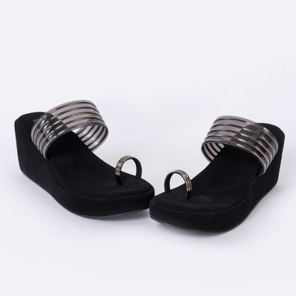 Party Wedges Sandal Black