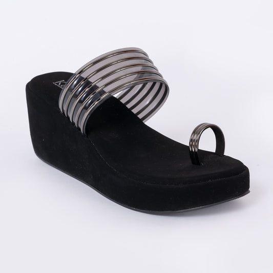 Party Wedges Sandal Black