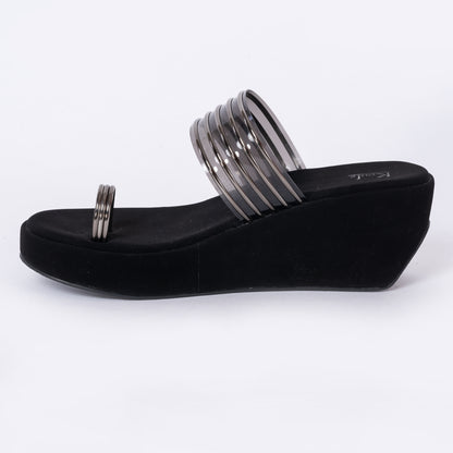 Party Wedges Sandal Black