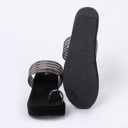 Party Wedges Sandal Black