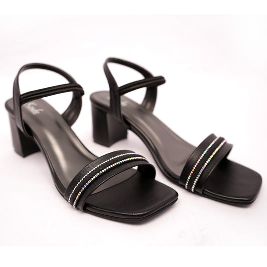 Party Heel Sandals | Ankle Strap | Black