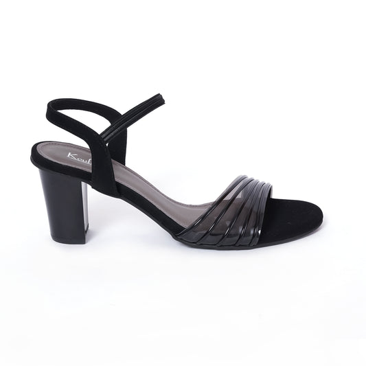 Strap Open Toe Chunky Heels | Black
