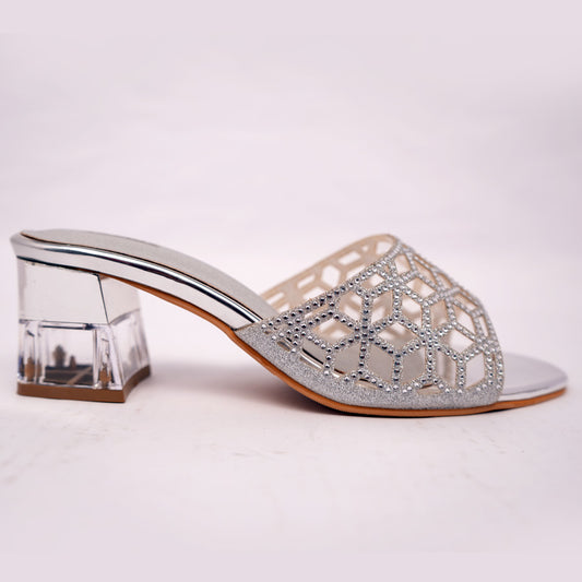 Slip On Mule | Heel | Silver