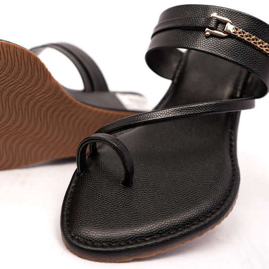 Cross Toe Flats- Black
