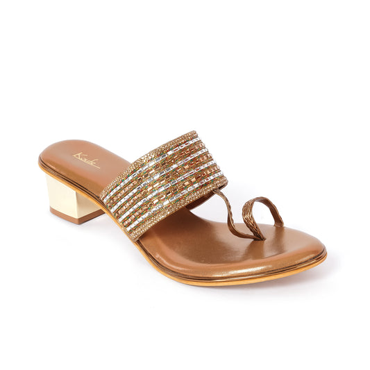 Round Toe Embroidered Heel | Embellished | Antique