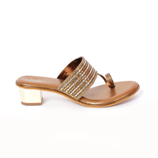 Round Toe Embroidered Heel | Embellished | Antique
